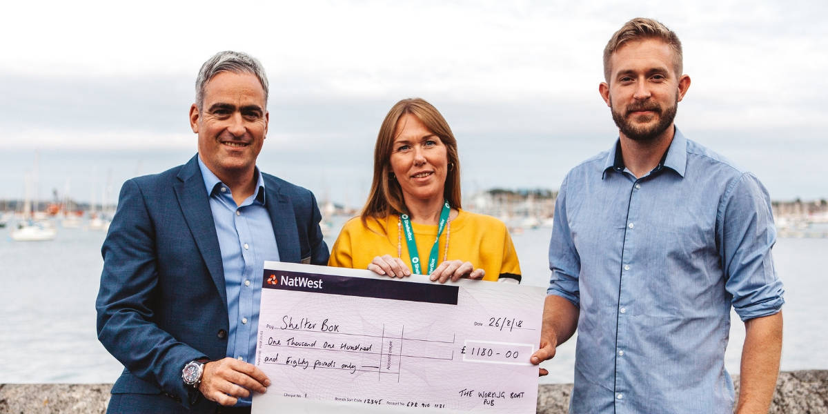 the working boat pub falmouth raises two boxes for shelterbox