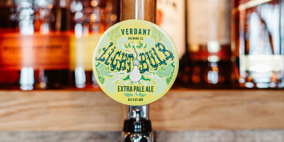 Verdant Light Bulb Beer Pump at The Working Boat Pub in Falmouth Best Craft Beers